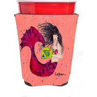 Mermaid Black Hair Mermaid Red Solo Cup Beverage Insulator Hugger