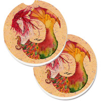 "Caroline's Treasures Mermaid Set of 2 Cup Holder Car Coasters 8339CARC, 2.56, Multicolor"