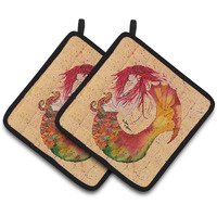 "Caroline's Treasures Mermaid Pair of Pot Holders 8339PTHD, 7.5HX7.5W, Multicolor"