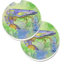 "Caroline's Treasures Shrimp Set of 2 Cup Holder Car Coasters 8342CARC, 2.56, Multicolor"