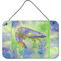 "Caroline's Treasures Shrimp Aluminum Metal Wall or Door Hanging Prints, 8 x 12"""