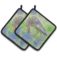 "Caroline's Treasures Shrimp Pair of Pot Holders 8342PTHD, 7.5HX7.5W, Multicolor"