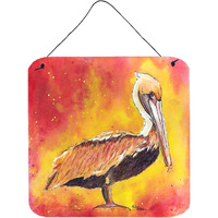 "Caroline's Treasures 8344DS66 Bird-Pelican Aluminum Metal Wall or Door Hanging Prints, 6 x 6"", Multicolor"