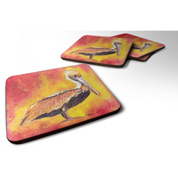 "Caroline's Treasures 8344FC Bird-Pelican Foam Coasters (Set of 4), 3.5"" H x 3.5"" W, Multicolor"