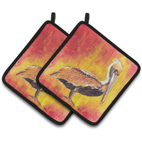 "Caroline's Treasures Pelican Pair of Pot Holders 8344PTHD, 7.5HX7.5W, Multicolor"
