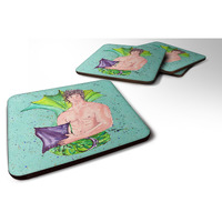 "Caroline's Treasures 8345FC Merman Foam Coasters (Set of 4), 3.5"" H x 3.5"" W, Multicolor"