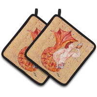 "Caroline's Treasures Merman Pair of Pot Holders 8346PTHD, 7.5HX7.5W, Multicolor"