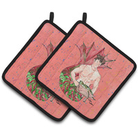 "Caroline's Treasures Merman Pair of Pot Holders 8348PTHD, 7.5HX7.5W, Multicolor"