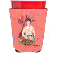 Merman Brunette Hair Merman Red Solo Cup Beverage Insulator Hugger