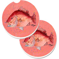 "Caroline's Treasures Strawberry Snapper Set of 2 Cup Holder Car Coasters 8351CARC, 2.56, Multicolor"