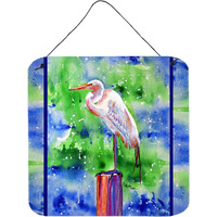 "Caroline's Treasures Bird-Egret Aluminum Metal Wall or Door Hanging Prints, 6 x 6"", Multicolor"