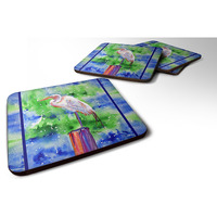 "Caroline's Treasures 8358FC Bird-Egret Foam Coasters (Set of 4), 3.5"" H x 3.5"" W, Multicolor"