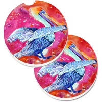 "Caroline's Treasures Pelican Set of 2 Cup Holder Car Coasters 8360CARC, 2.56, Multicolor"