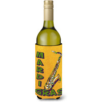 Mardi Gras and Saxaphone Wine Bottle Beverage Insulator Beverage Insulator Hugger