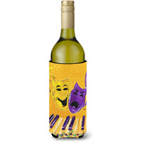 Mardi Gras Piano with Comedy and Tragedy Masks Wine Bottle Beverage Insulator Beverage Insulator Hugger