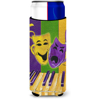 Mardi Gras Piano with Comedy and Tragedy Masks Ultra Beverage Insulators for slim cans 8370MUK