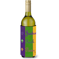 Mardi Gras Peace Faith and Justice Wine Bottle Beverage Insulator Beverage Insulator Hugger