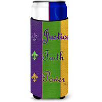 Mardi Gras Peace Faith and Justice Ultra Beverage Insulators for slim cans 8374MUK