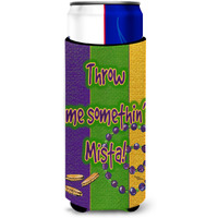 Mardi Gras Throw me something mister Ultra Beverage Insulators for slim cans 8375MUK