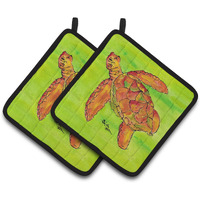 "Caroline's Treasures Turtle Pair of Pot Holders 8376PTHD, 7.5HX7.5W, Multicolor"