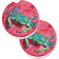"Caroline's Treasures Crab Set of 2 Cup Holder Car Coasters 8379CARC, 2.56, Multicolor"