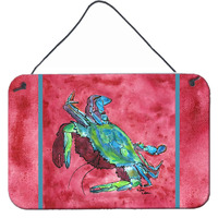 "Caroline's Treasures 8379DS812 Crab Indoor or Aluminum Metal Wall or Door Hanging Prints, 8 x 12"", Multicolor"