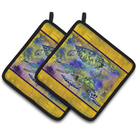 "Caroline's Treasures Turtle Pair of Pot Holders 8394PTHD, 7.5HX7.5W, Multicolor"