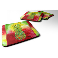 "Caroline's Treasures 8395FC Pineapple Foam Coasters (Set of 4), 3.5"" H x 3.5"" W, Multicolor"