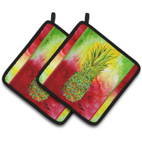 "Caroline's Treasures Pineapple Pair of Pot Holders 8395PTHD, 7.5HX7.5W, Multicolor"