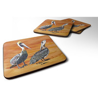"Caroline's Treasures 8407FC Bird-Pelican Foam Coasters (Set of 4), 3.5"" H x 3.5"" W, Multicolor"