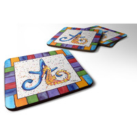 "Caroline's Treasures 8424-AFC Beach and Seafood Foam Coasters (Set of 4), 3.5"" H x 3.5"" W, Multicolor"