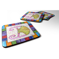 "Caroline's Treasures 8427-DFC Beach and Seafood Foam Coasters (Set of 4), 3.5"" H x 3.5"" W, Multicolor"
