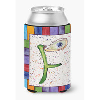 Letter F with Oyster Shell Can or Bottle Beverage Insulator Hugger 8429