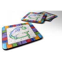 "Caroline's Treasures 8430-GFC Beach and Seafood Foam Coasters (Set of 4), 3.5"" H x 3.5"" W, Multicolor"