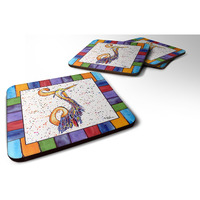 "Caroline's Treasures 8433-JFC Beach and Seafood Foam Coasters (Set of 4), 3.5"" H x 3.5"" W, Multicolor"