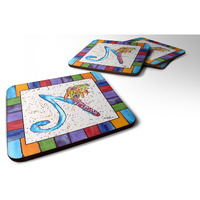 "Caroline's Treasures 8437-NFC Beach and Seafood Foam Coasters (Set of 4), 3.5"" H x 3.5"" W, Multicolor"