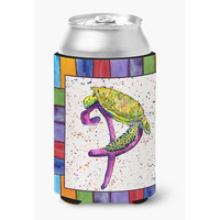 Letter P with  Turtle Can or Bottle Beverage Insulator Hugger 8439