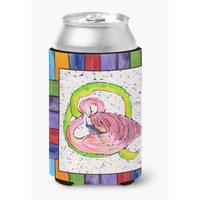 Letter Q with  Flamingo Can or Bottle Beverage Insulator Hugger 8440