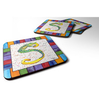 "Caroline's Treasures 8442-SFC Beach and Seafood Foam Coasters (Set of 4), 3.5"" H x 3.5"" W, Multicolor"