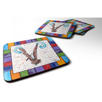 "Caroline's Treasures 8445-VFC Beach and Seafood Foam Coasters (Set of 4), 3.5"" H x 3.5"" W, Multicolor"