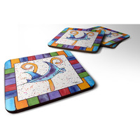 "Caroline's Treasures 8448-YFC Beach and Seafood Foam Coasters (Set of 4), 3.5"" H x 3.5"" W, Multicolor"