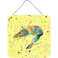 "Caroline's Treasures 8450DS66 Shrimp Aluminum Metal Wall or Door Hanging Prints, 6 x 6"", Multicolor"