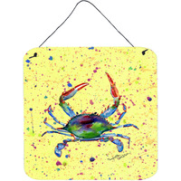 "Caroline's Treasures 8452DS66 Crab Aluminum Metal Wall or Door Hanging Prints, 6 x 6"", Multicolor"