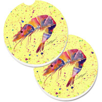 "Caroline's Treasures Shrimp Set of 2 Cup Holder Car Coasters 8454CARC, 2.56, Multicolor"