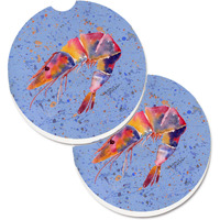"Caroline's Treasures Shrimp Set of 2 Cup Holder Car Coasters 8455CARC, 2.56, Multicolor"
