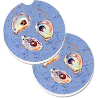 "Caroline's Treasures Oyster Set of 2 Cup Holder Car Coasters 8456CARC, 2.56, Multicolor"