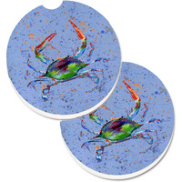 "Caroline's Treasures Crab Set of 2 Cup Holder Car Coasters 8457CARC, 2.56, Multicolor"