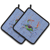 "Caroline's Treasures Crab Pair of Pot Holders 8457PTHD, 7.5HX7.5W, Multicolor"