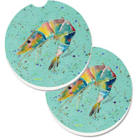 "Caroline's Treasures Shrmip Set of 2 Cup Holder Car Coasters 8460CARC, 2.56, Multicolor"