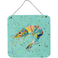 "Caroline's Treasures 8460DS66 Shrimp Aluminum Metal Wall or Door Hanging Prints, 6 x 6"", Multicolor"